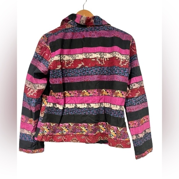 Choices Size Medium Zipup Jacket multiColorful Striped Long Sleeved Floral Coat - Picture 4 of 7